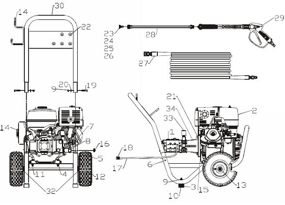 Coleman powermate pressure washer PW0923500 replacement parts